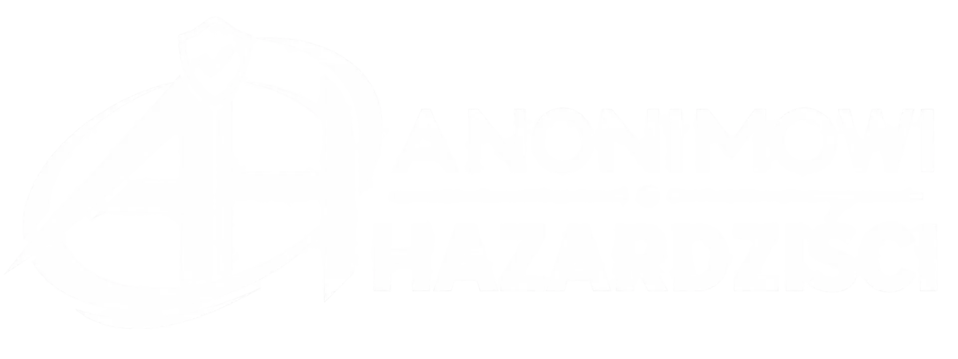 Białe logo Anonimowi Hazardziści na przezroczystym tle